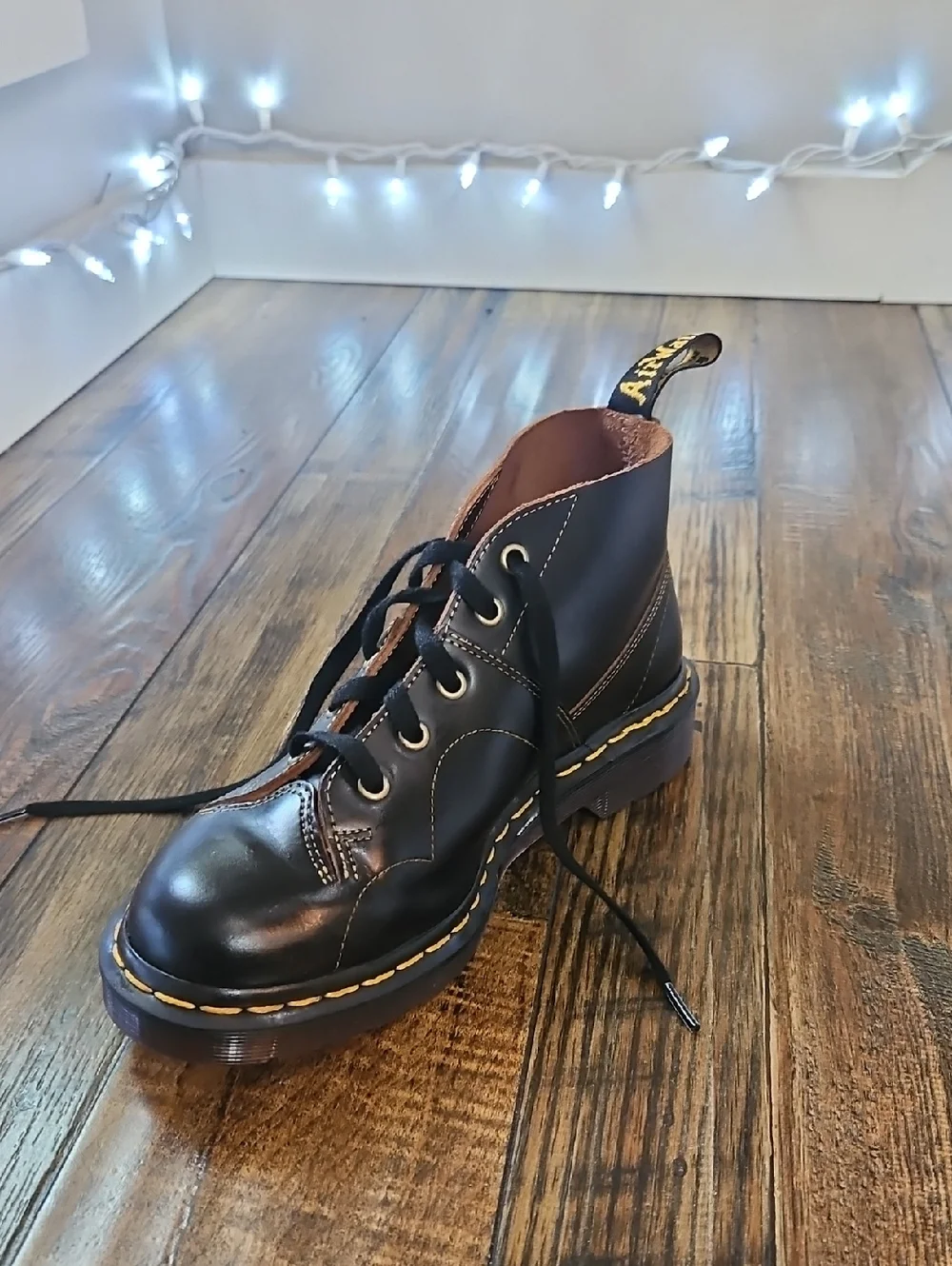Dr. Martens‎ Black Leather Chukka Boots with Yellow Stitching